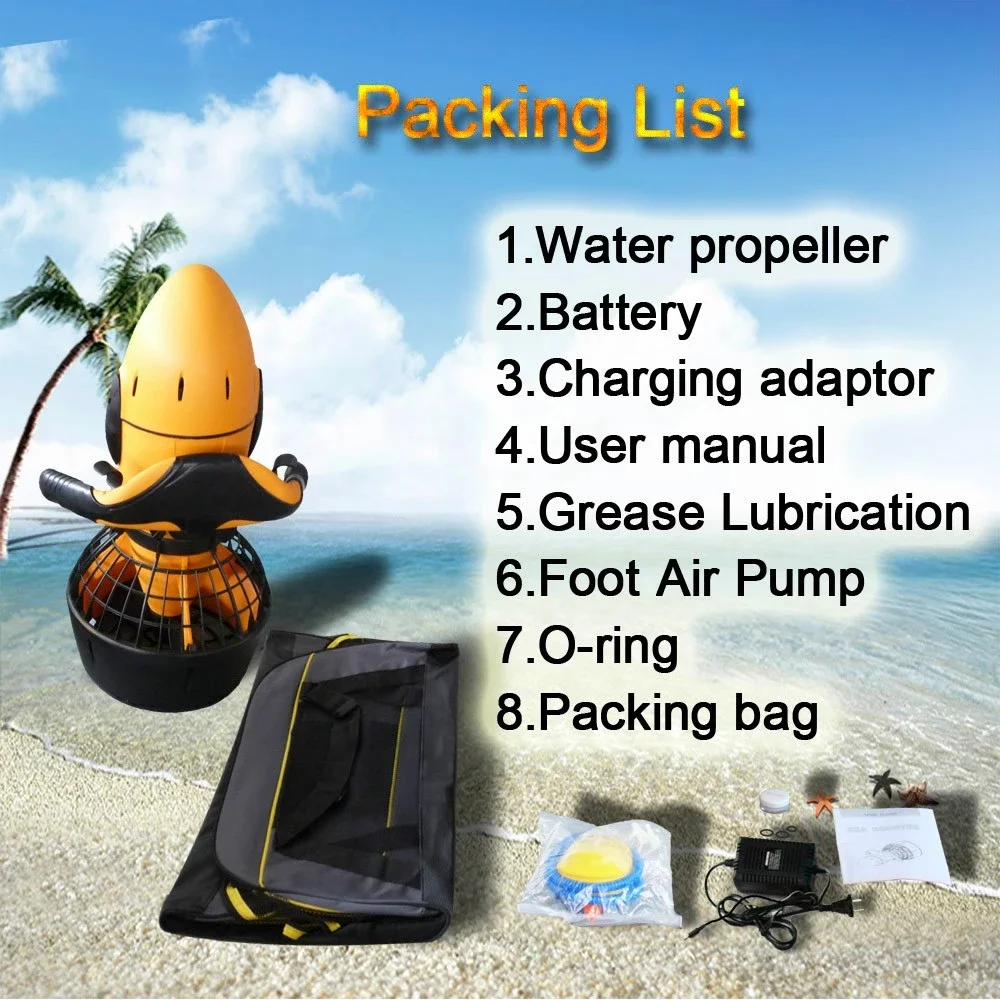 Camoro 300W Underwater Scooter Electric Diving Sea Underwater Mini Seadoo Scooter 40-60minute 64*39*37 10.2kg CN;JIA 0-30m 100kg