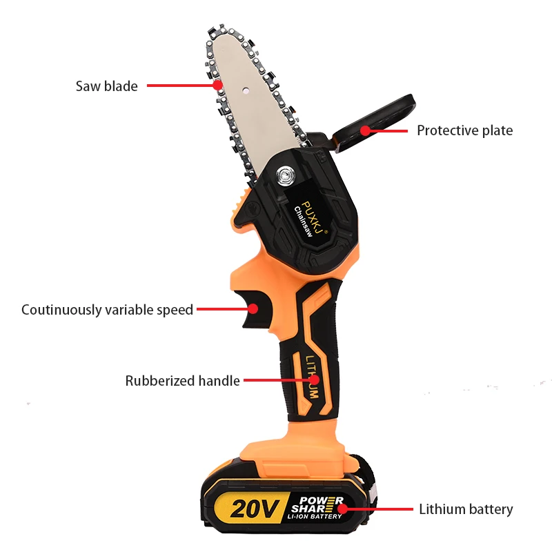 
Electric Garden Branch Hand Chain Saw Cordless Mini Chainsaw 20V 