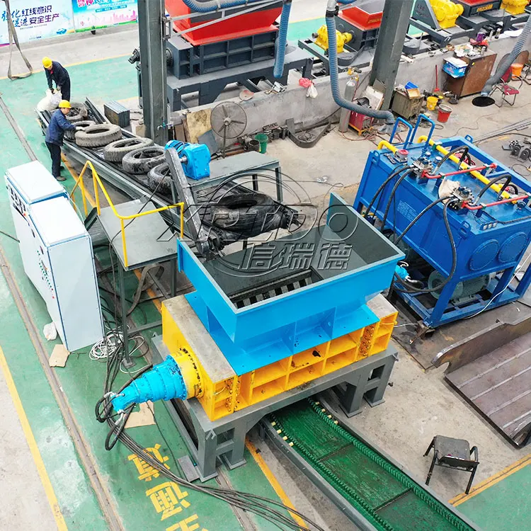 heavy duty double shaft industrial waste tire shredder scrap car tire shredder machine tyre shredding