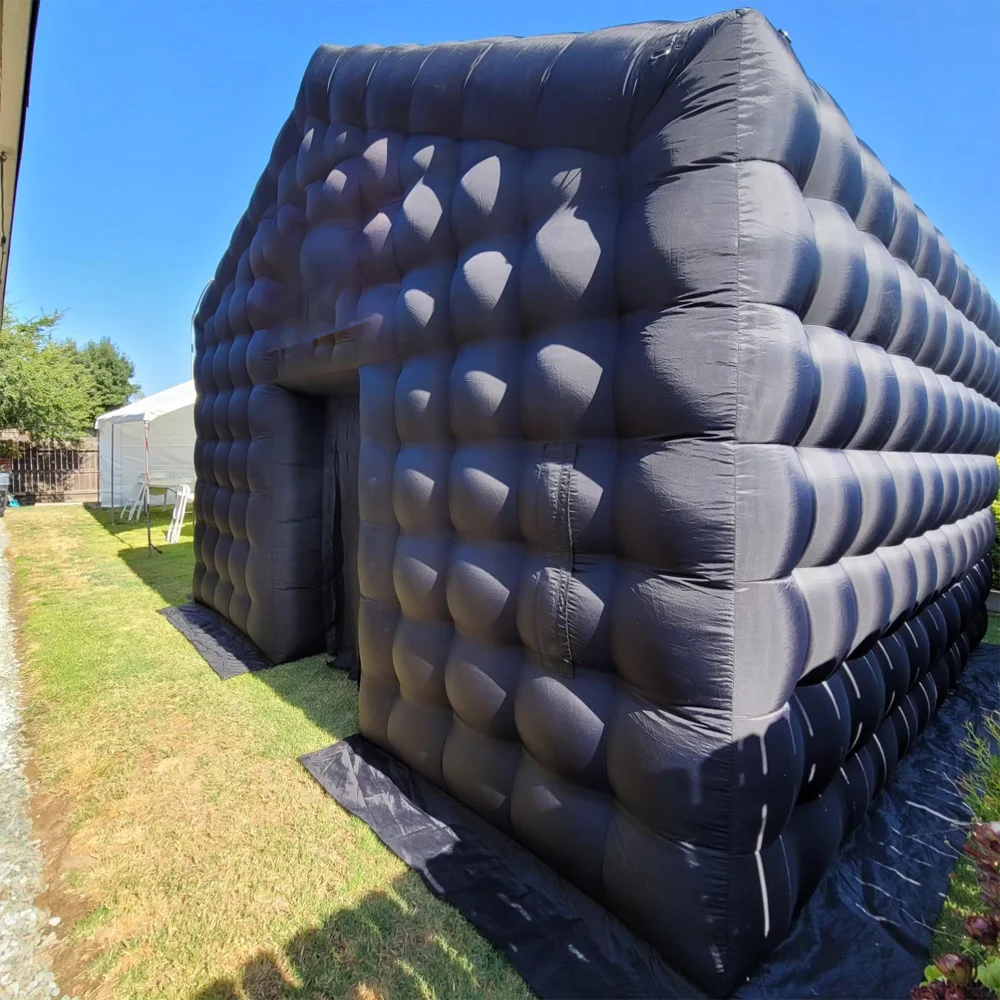 Commercial event Black PVC Portable Backyard party house inflatable night club LED disco light inflatable nightclub cube tent