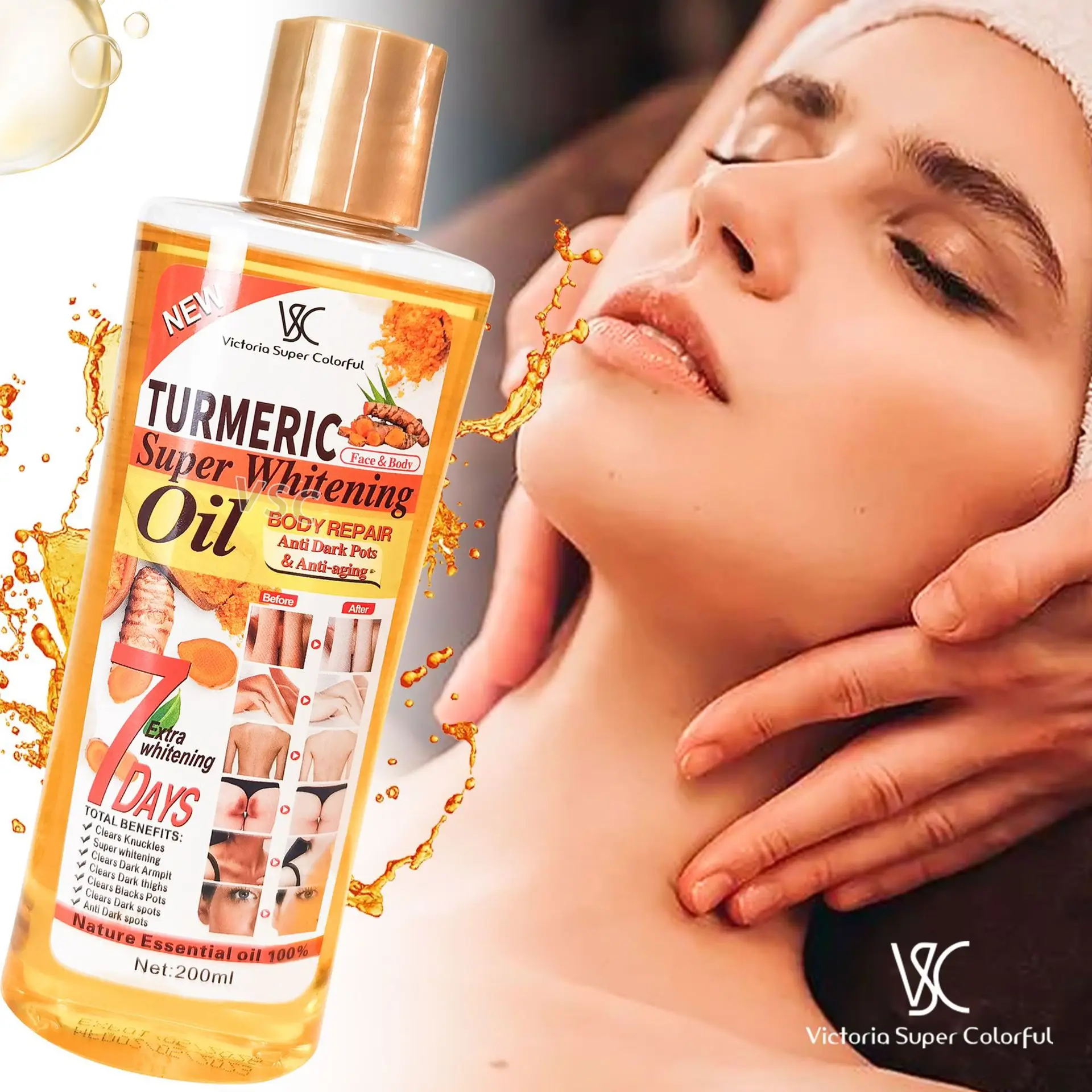 Wholesale Facial And Body Moisturizing Turmeric Essential Oil Smoothing Skin Anti Aging Turmeric Super Whitening Oil