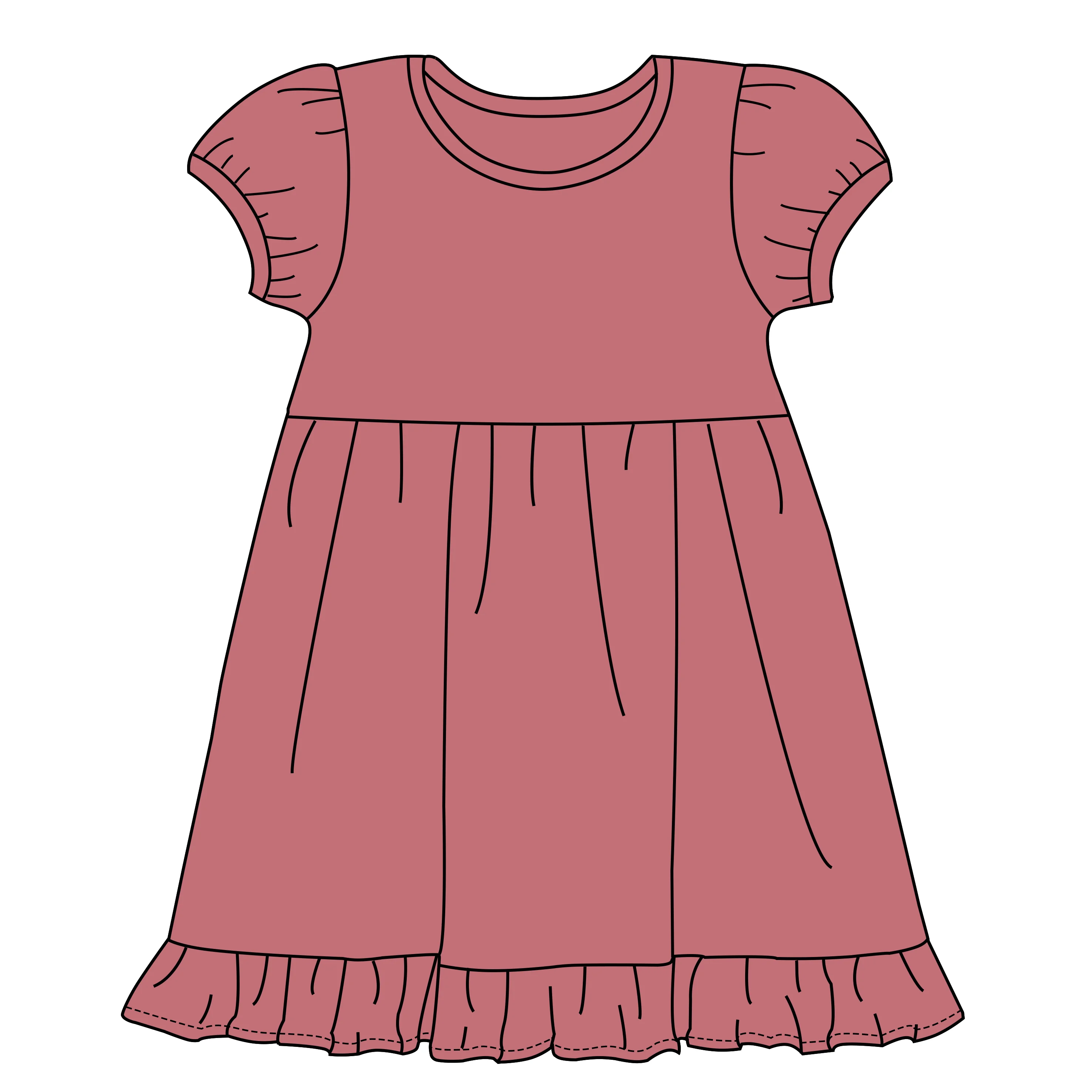 new fashion design baby girls long dress clothing toddler girls solid color short sleeves classic  dress