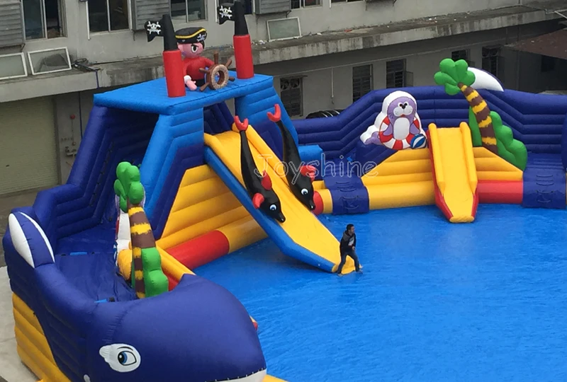 China Inflatable Water Park Manufacturer Water Play Equipment Whale Fun Park Slide With Pool
