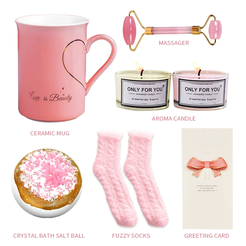 Unique Birthday Gifts Sets for Mom Relaxing Spa Get Well Soon for Women Ceramic Marble  Mug Set Gift Box