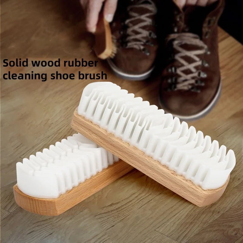 Wholesale Solid Wood  Raw Rubber Cleaning Shoe Brush Velvet Leather Suede Snow Boots Shoe Brush