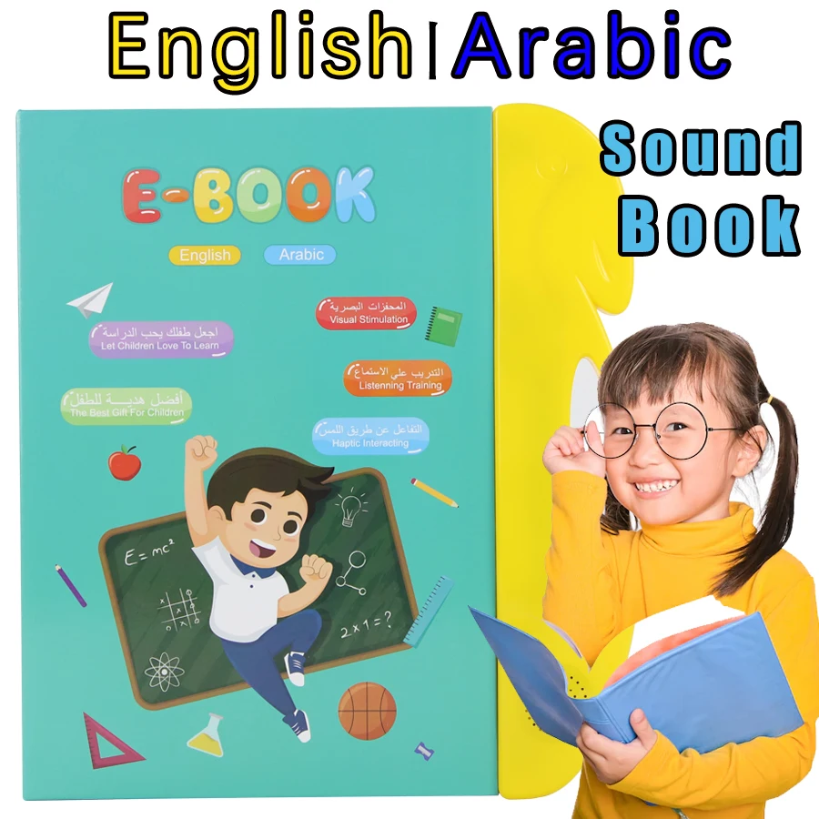 English Arabic 2 Languages Sound Book Children Early Learning  Books Educational Toys