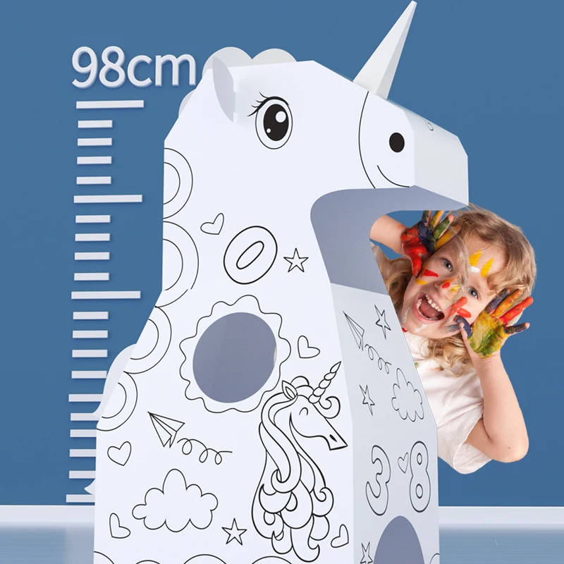 Kids Eco-friendly Painting 3D DIY Creative  unicorn Doodle Cardboard Toys