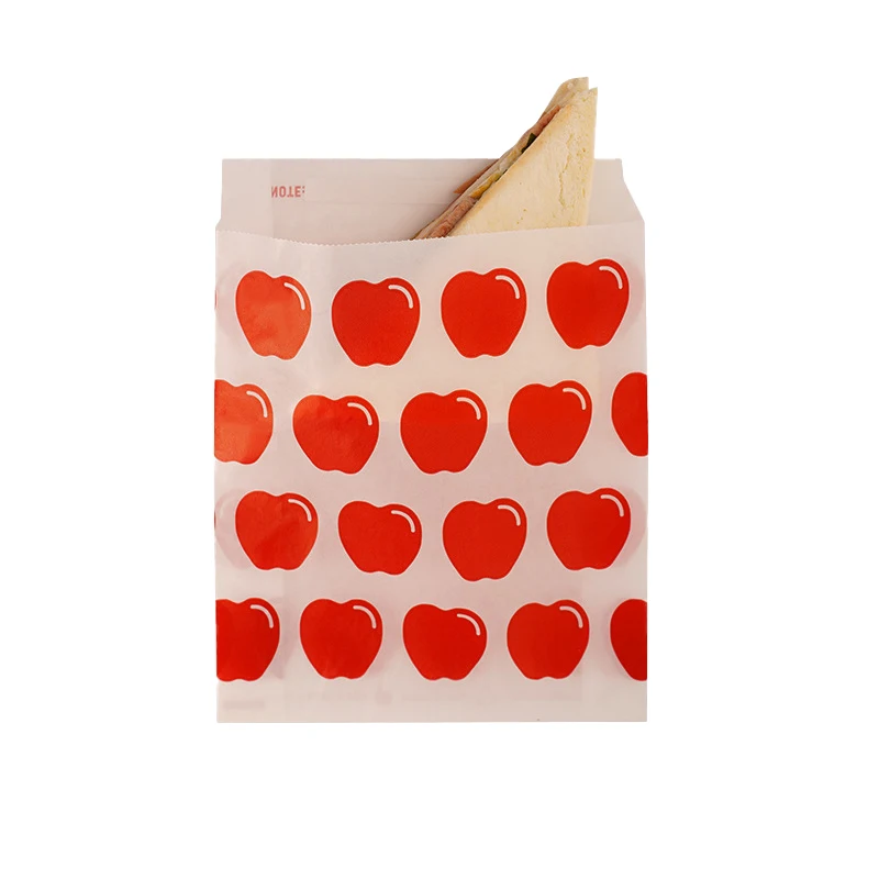 custom printed 100% Biodegradable wax coated Greaseproof  self adhesive seal glassine paper bag