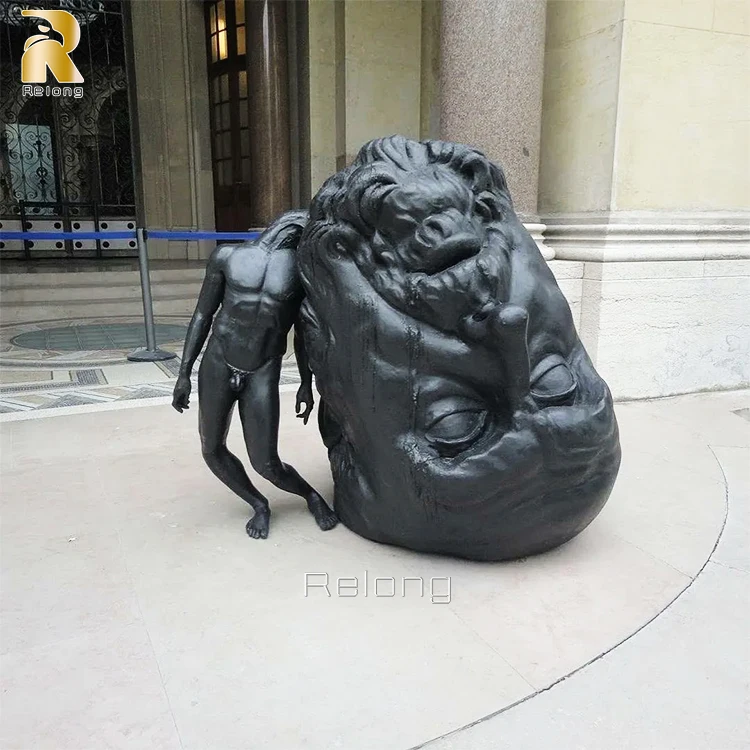 Customized Famous Art Works Metal Nude Man Thomas Lerooy Big Head Statue Bronze Sculpture