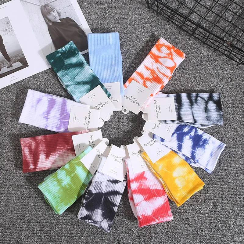 Носки Tie Dye мужские уличные носки для баскетбола скейтборда модные крутые забавные Дышащие Короткие в стиле хип-хоп женщин