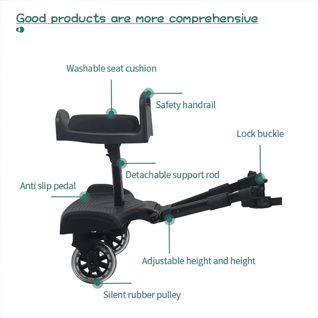 Multifunctional 2-in-1 Modern Child Folding Baby Stroller with Standing Board and Reclining Seat for travel