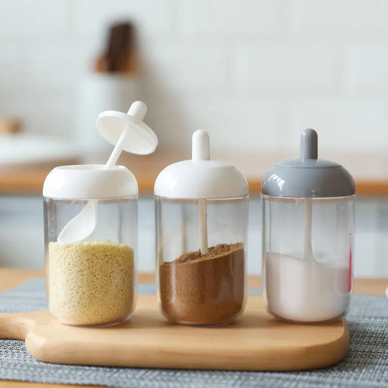 Aoniu New Product Kitchen Round Seasoning Jar with Spoon Seasoning Bottle Pepper Seasoning Box
