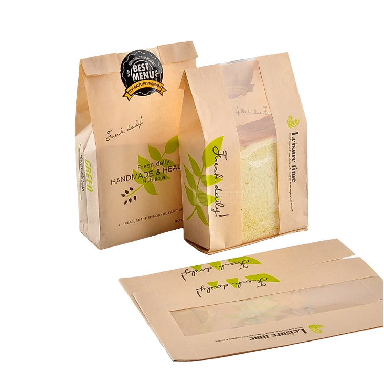 Food grade bread paper bag grease proof bread bag and take away fast food paper bag