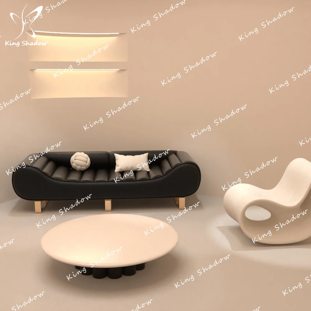 Modern Luxury Leather Cushion Salon Furniture Waiting Sofa Chairs / Sofa Bed European Style Home Furniture Living Room Sofa