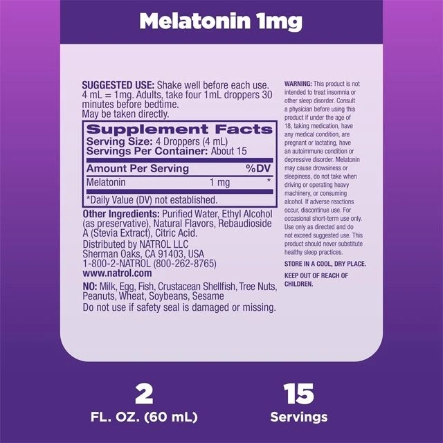 OEM Sleep Liquid Melatonin 1mg - Berry-Flavored Nighttime Sleep Aid for Adults, 2 Fl Oz, 15 Servings, Fast-Acting Liquid Formula