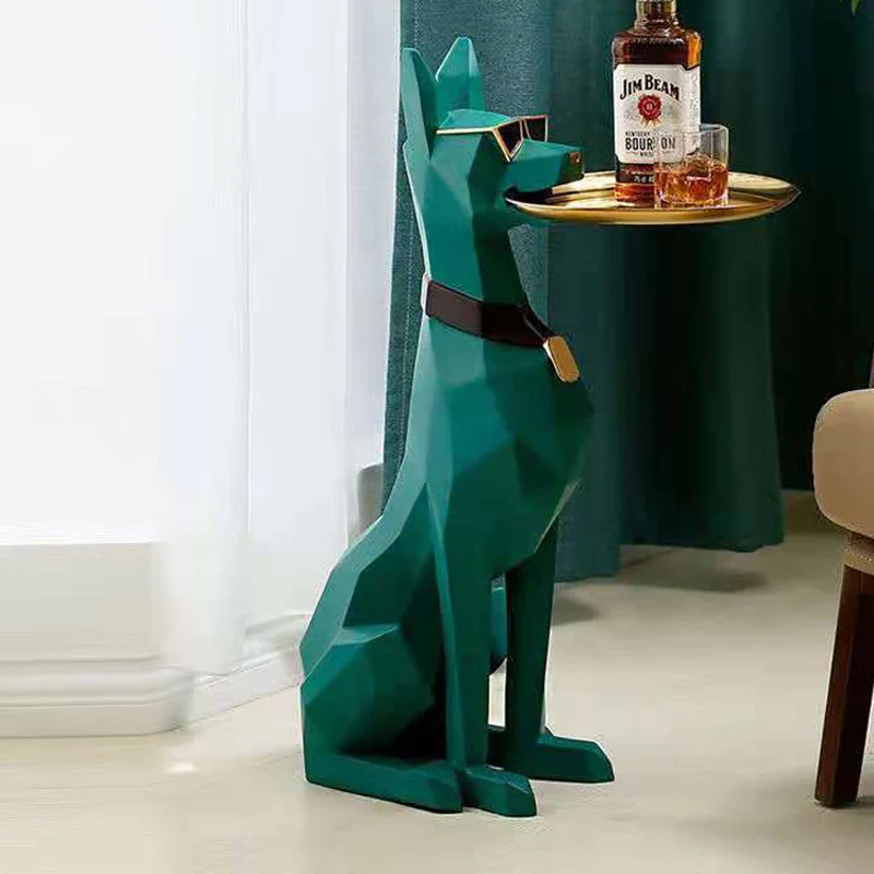 Factory Price Coffee Tables Luxury Gentleman Dog Statue Floor Standing Ornaments Creative Modern Side Tables Living Room