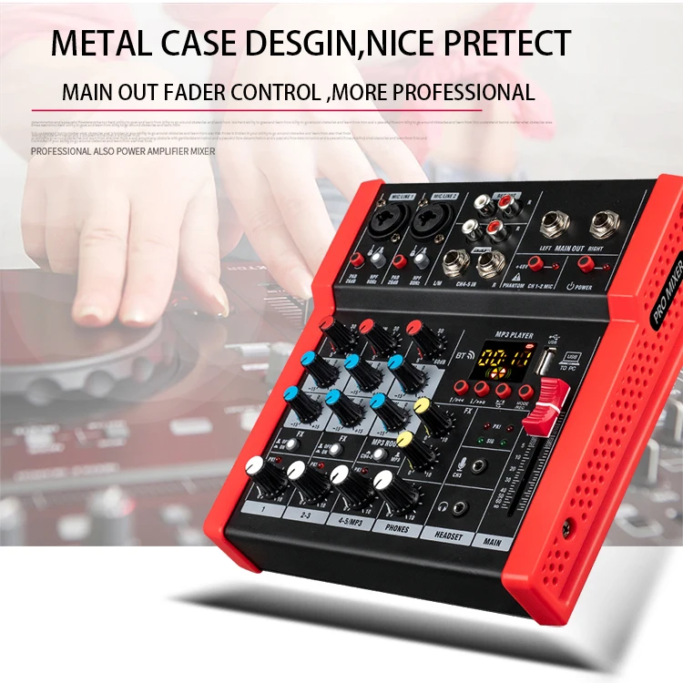 Mini  Mixer Console Mp5 for Home Using Small Show with Soundcard bluetooth Pc Recording