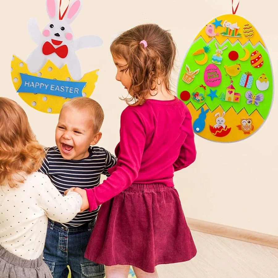 Easter Felt Crafts for Kids DIY with Easter Egg and Bunny Detachable Ornaments