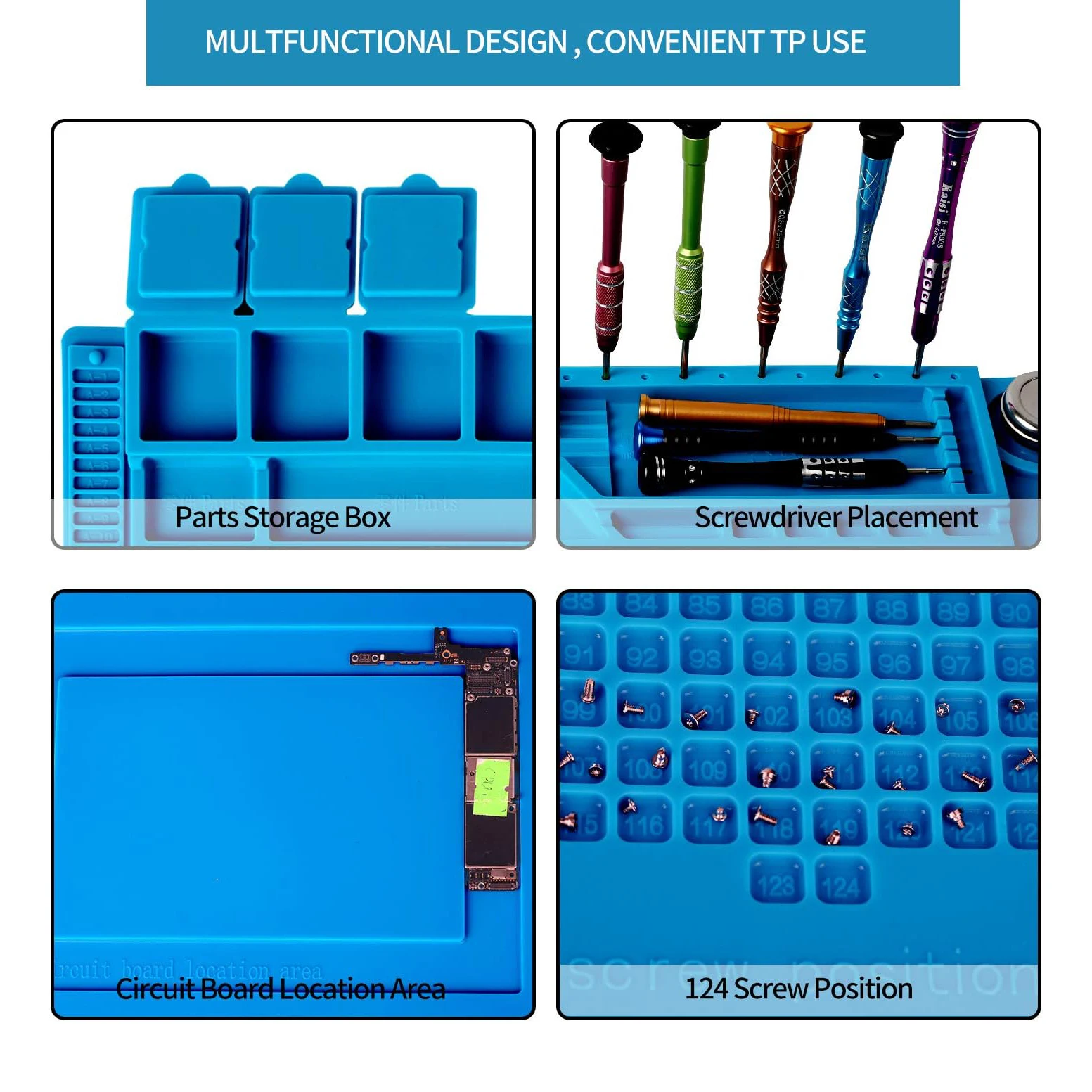 17.8*11.8 inches Silicone Soldering Mat Insulation Heat Resistant Pad Board for BGA ,Workbench, Cell Phone Laptop Repairing