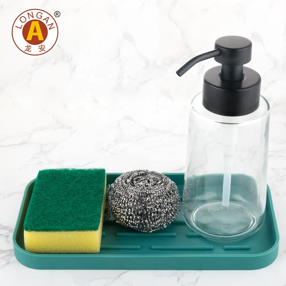 Factory Hot Sale Kitchen Rack Shelf Tray Sink Organizer Silicone Sponge Holder Tray For Kitchen Tool