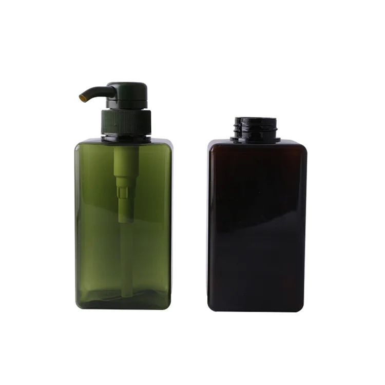 Manufacturer OEM 450ml square PETG hand liquid soap bottle 250ml green packaging bottle with lotion pump for hand wash soap