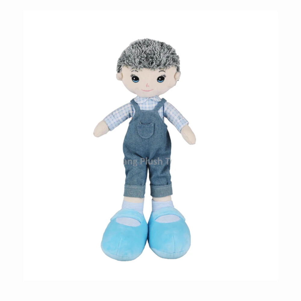 Hot Selling Happy Boy Customized Soft Toys Doll Cartoon Boy Stuffed Plush Doll Toy With Jeans Coats