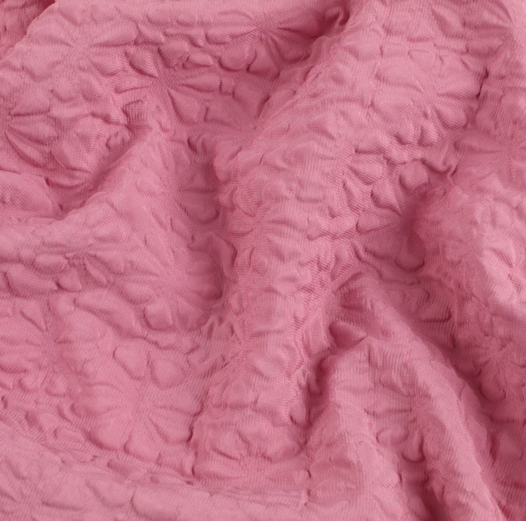 New Women Unique Fashion Clothing Dress Home Textile Material Polyester Bubble 3D Eight Leaf Flower Embossed Jacquard Fabric