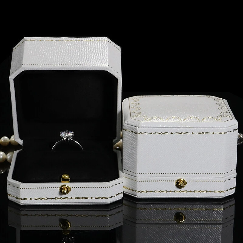 Custom logo luxury retro jewelry couple wedding ring box