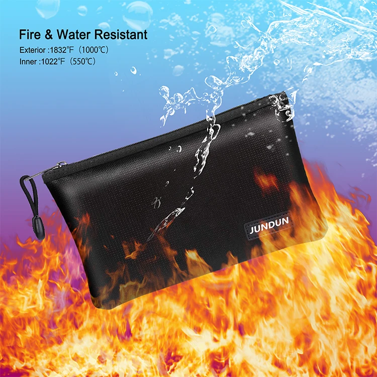New type high quality customizable fireproof document bag waterproof envelope file folder cash pouch money lipo safe bag