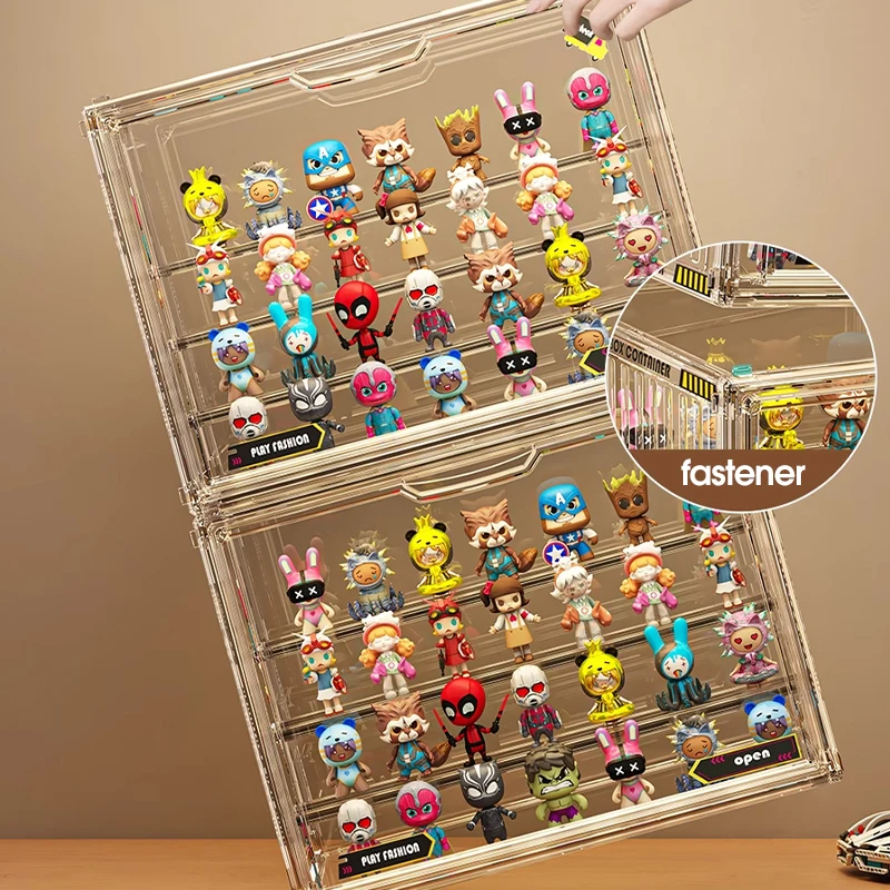 Rmier 2024 Simple Transparent Plastic Blind Box Display Box Livingroom Toy Display Cabinet With Clear Door Save Space