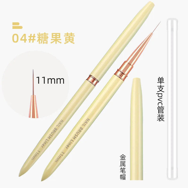 Foretrend  Pink Purple Nail Art Liner Striping Brush Metal Handle Nail Drawing Pens UV Gel Polish Painting Nail Liner Brush