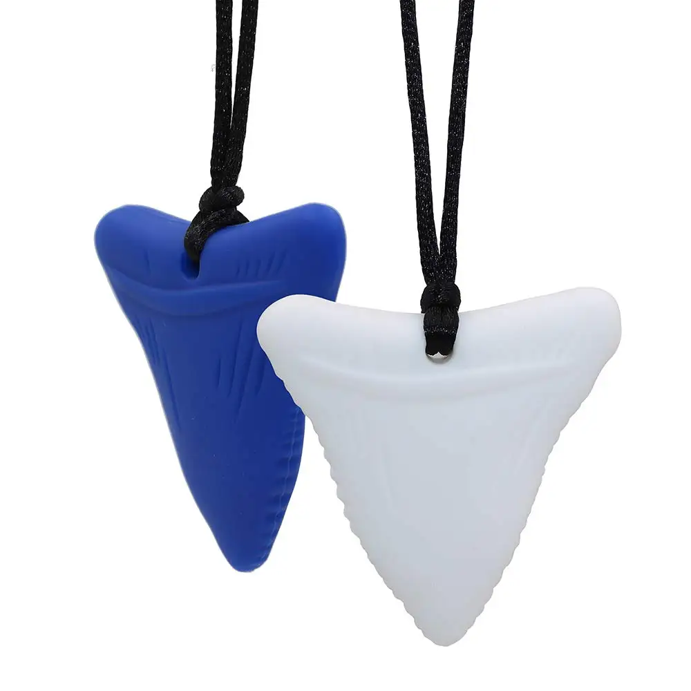 Newest Food Grade Personality Shark Tooth Teething Necklace Baby Teething Child Chewing Autism Adult Necklace