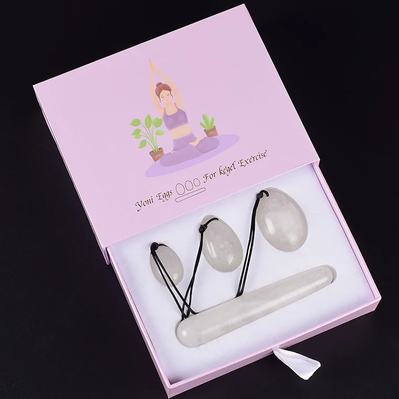 Wholesale Natural Gemstone Crystal Drilled Jade Yoni Eggs 4pcs Set for Vaginal Kegel Exercise
