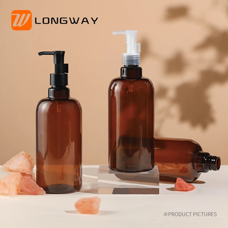 500ml/16oz empty plastic PET bottle with long neck pump for shower gel shampoo body lotion