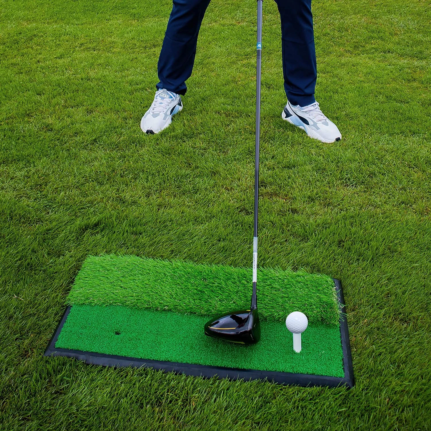 Custom Mini Dual Turf Golf Hitting Mat Long and Short Grass Swing Mat Practice Driving  Indoor Outdoor Golf Chipping Mat