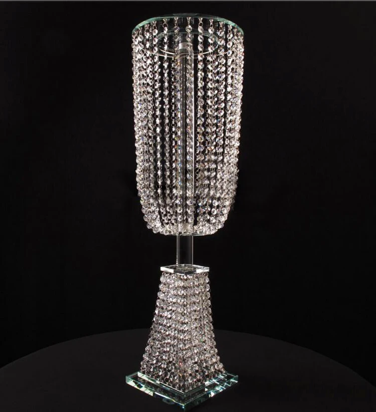 Christmas Garland Table Clear Cylinder Crystal Flower Stands Centerpiece For Wedding Table Decoration