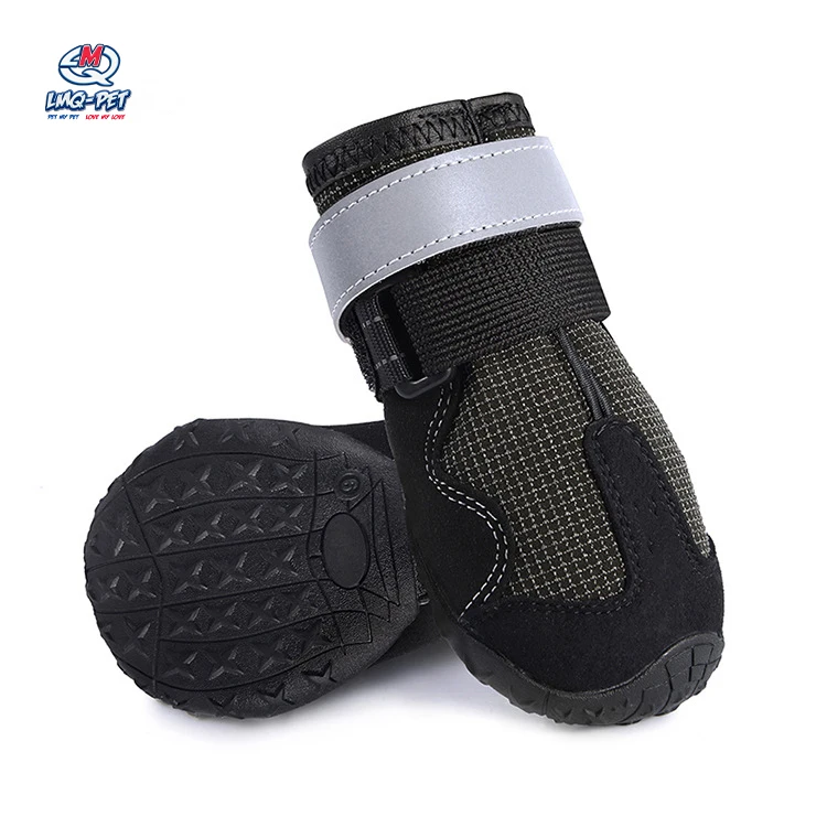 Dog Snow Boots Dog Waterproof Shoes Reflective Stripes Nylon Pet Shoes Anti-Slip Sole Dog Waterproof Shoes