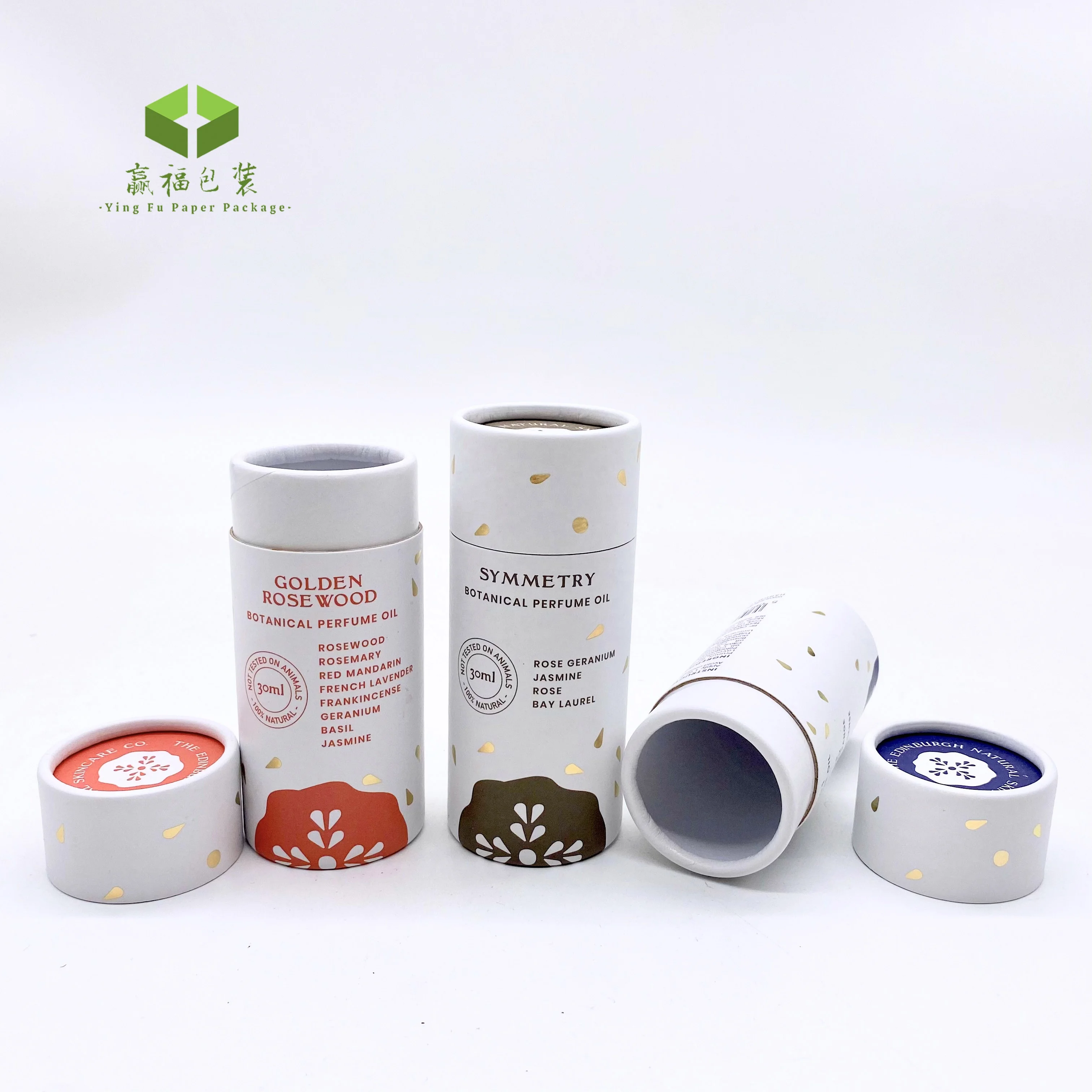 High quality gift box serum perfume essential oil bottle packaging mascara paper tube with plastic led cilindre tea container