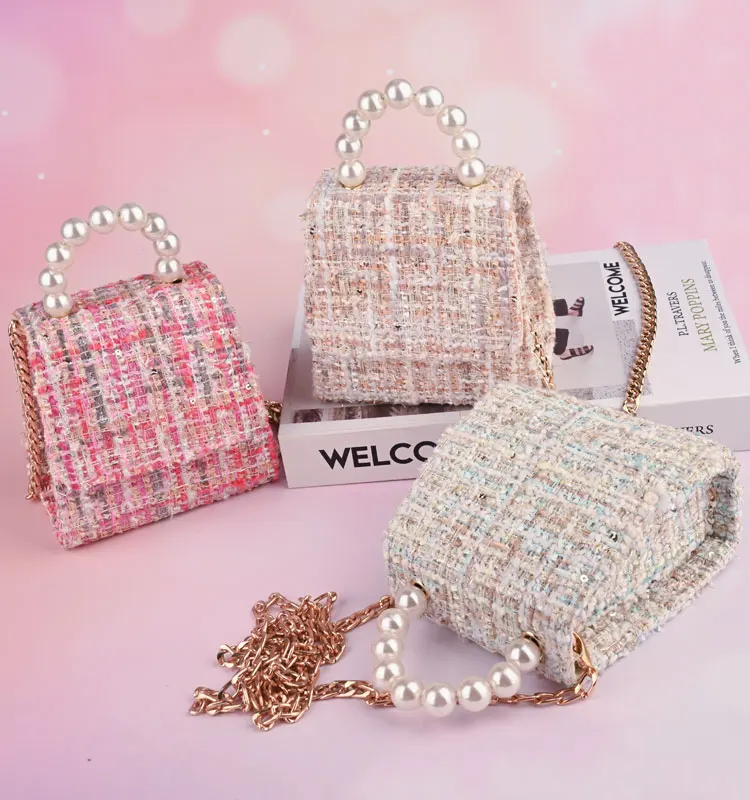 
Custom luxury clutch crystal party tweed coin purses for women 