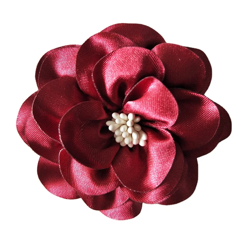 Handmade Factory Decorative Satin Petal Flowers with Beads center