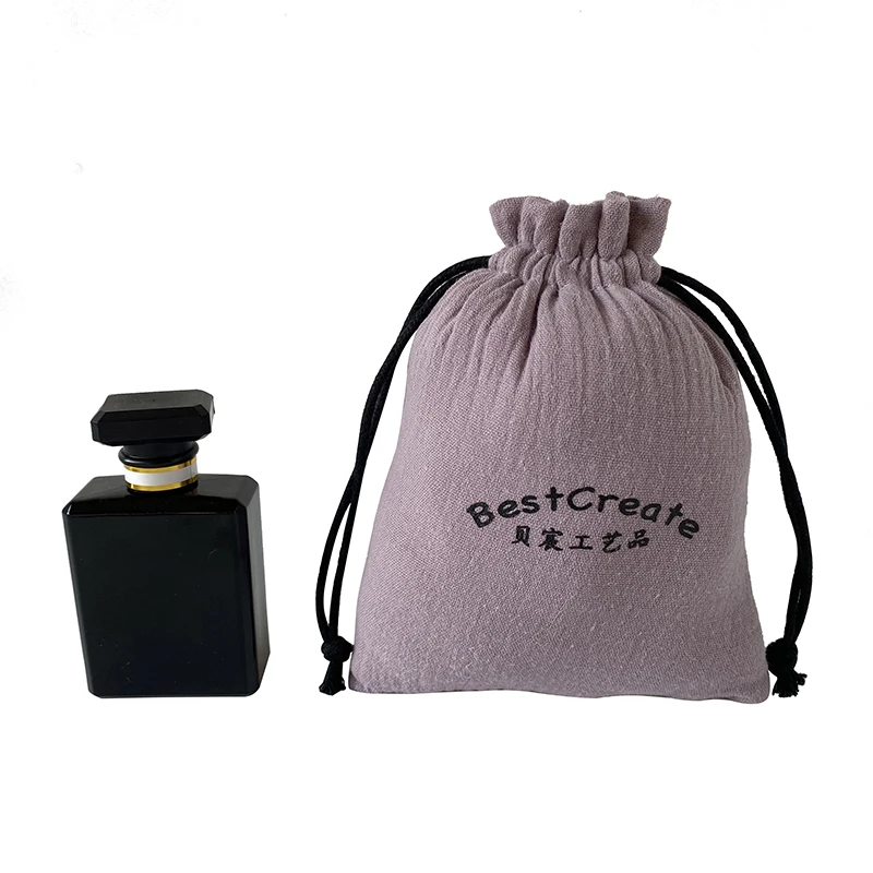 Custom Brand Logo 13x18cm Purple Soft Drawstring Gauze Cotton Candle Bags