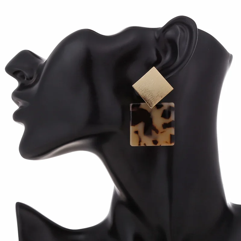 Luxury wish explosion earrings geometric leopard print acrylic acetate plate alloy earring jewelry women