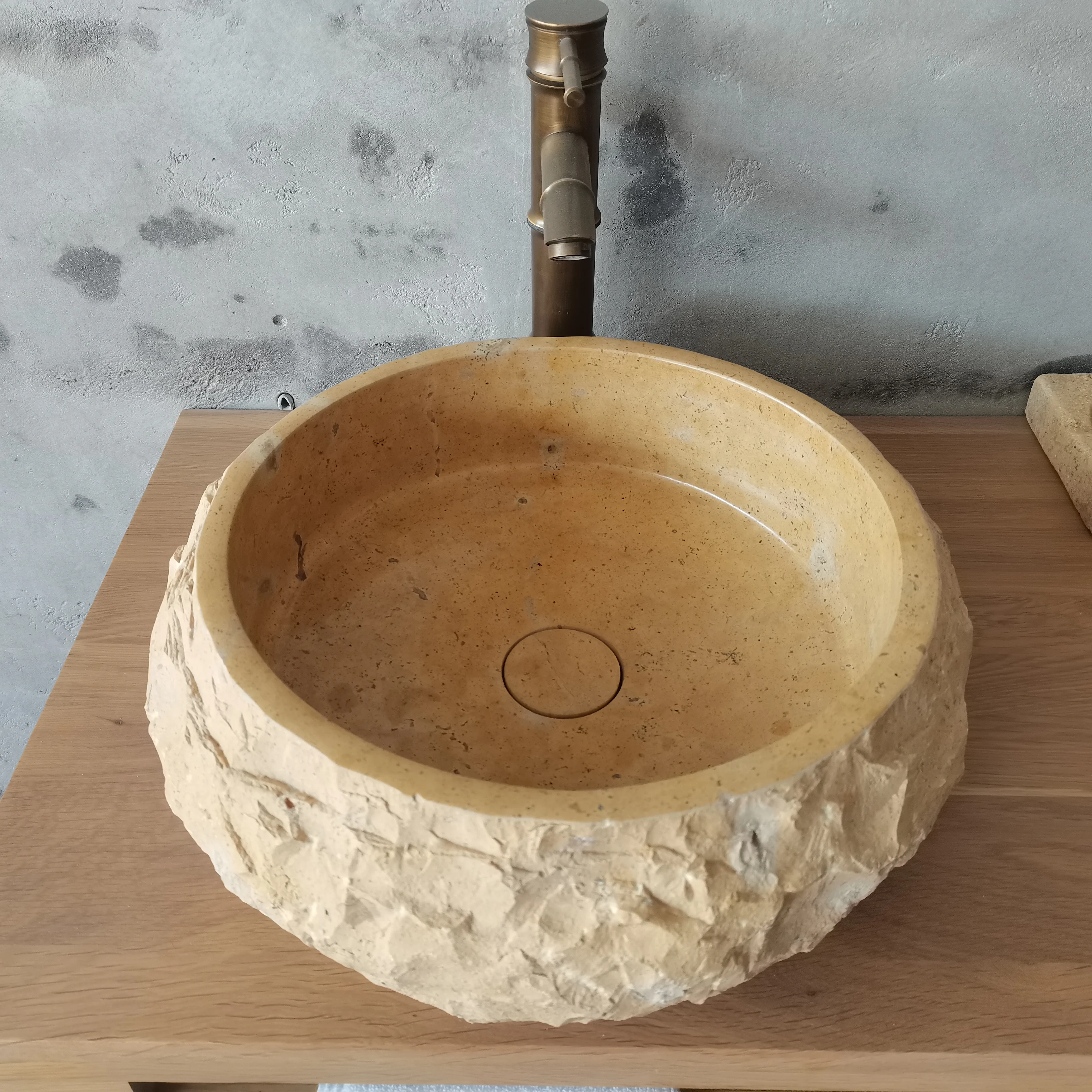 European Natural Beige Marble Stone Outdoor Hand Wash Basin