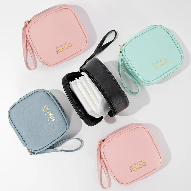 Portable Mini Makeup Lipstick Key Travel Case Girls Sanitary Napkin Pad Pouch PU Leather Tampon Storage Bag
