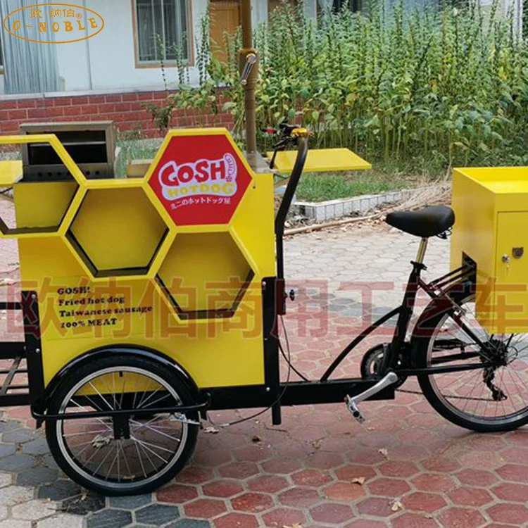 Electric power three-wheeled snack cart with awning barbecue bike can be connected to gas