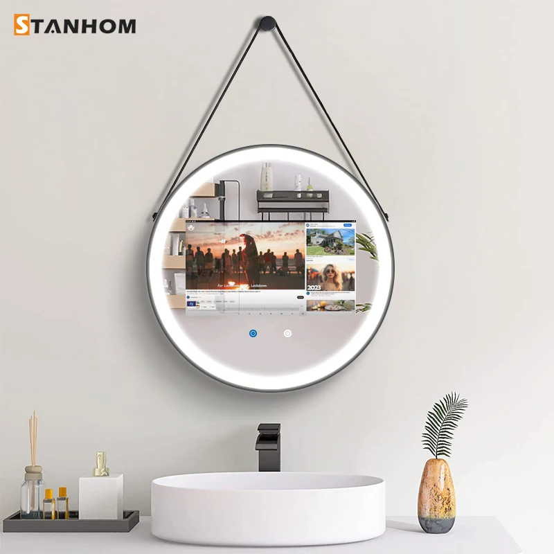 STANHOM LED smart TV зеркало android сенсорный экран для ванной комнаты