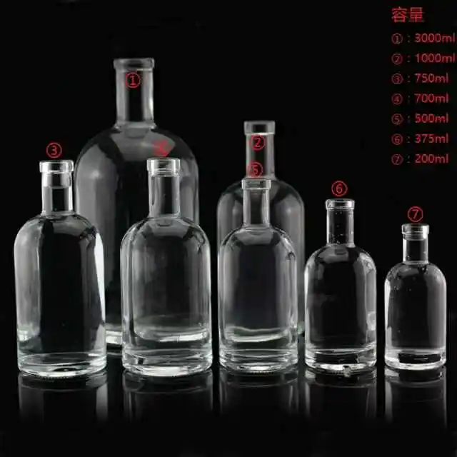 Custom your logo on bottle vodka bottle 500ml 700ml 750ml glass bottle for whiskey/liquor/wine