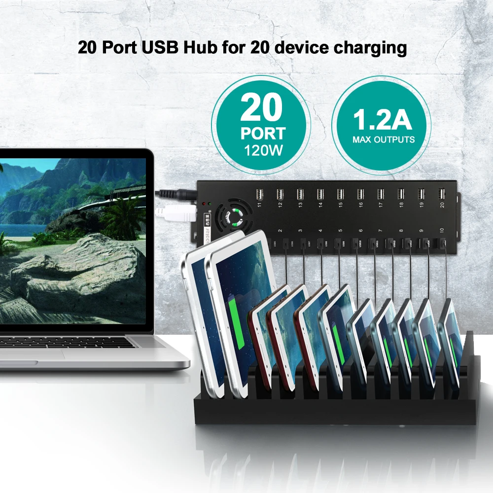 full speed mount desk  tablet charging sipolar a-805P 20port high powered usb 2.0 powered hub