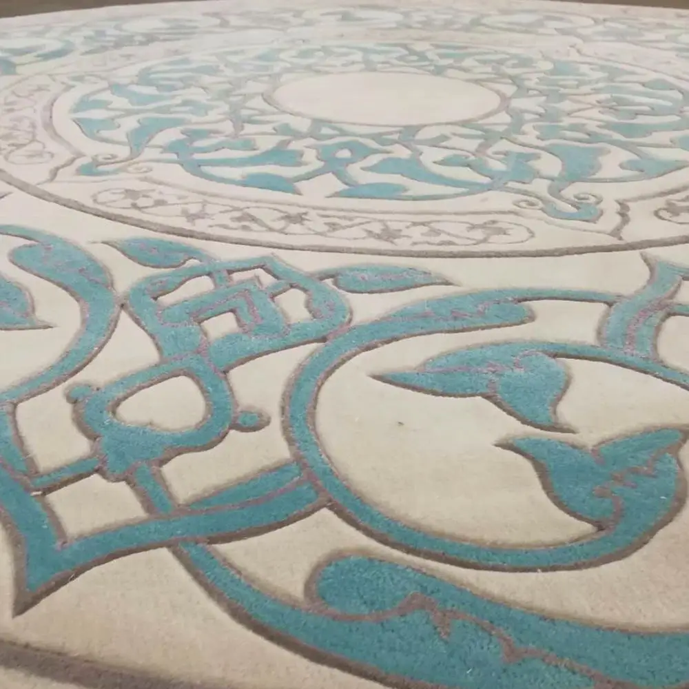 Modern design customized furniture round carpet  high quality Floor wool and silk rug Luxury home hotel living room