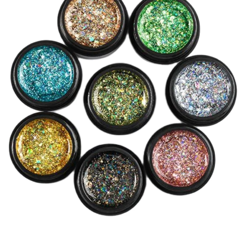 8 Colors Glitter Platinum Diamond Shining Sparkly Gel Nail Polish 3D Nail Carved Sculpture Creative Painting Gel for Nail Art